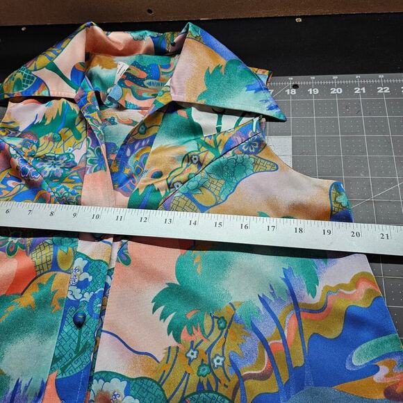 Vintage Kiyomi Hawaii 70s Dress Womens Size 10 Maxi Disco Tropical Psychedelic - Picture 10 of 14